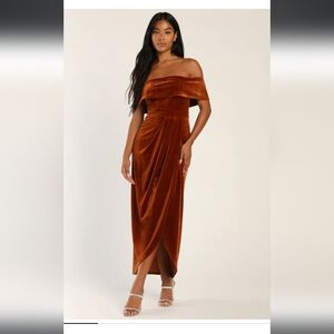 Lulu's I'm enchanted brown/gold dress, medium